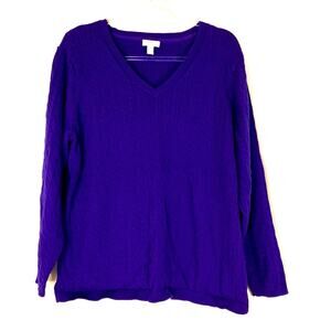 Charter Club | Purple Knit Pima Cotton Blend V-Neck Sweater 2X